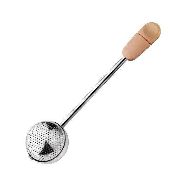 Stainless Steel Tea Infuser Ball Portable Fine Mesh Tea Filter 14cm Handle 360 Degree Rotation Tea Tool